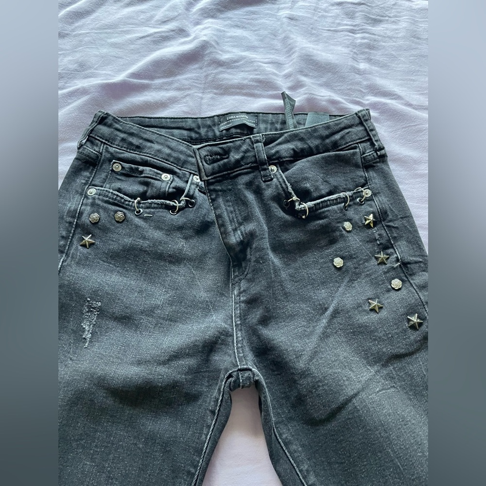 Zara Women's Black Embellished Jeans- limited edition
